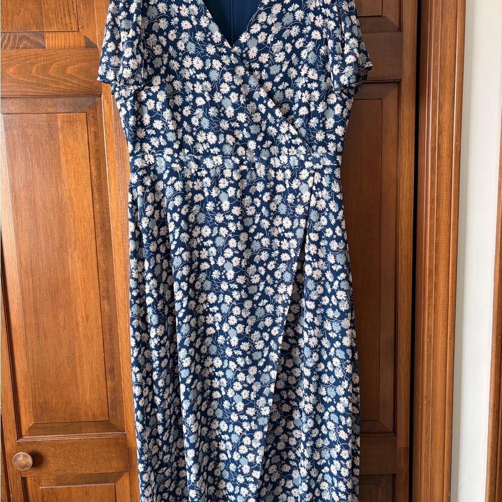 Madewell Blue and White Floral Midi Dress